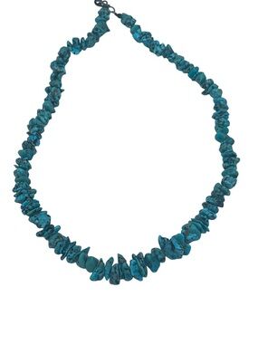 Turquoise Chip Bead Necklace - Blue Women Jewelry BoHo Southern Style